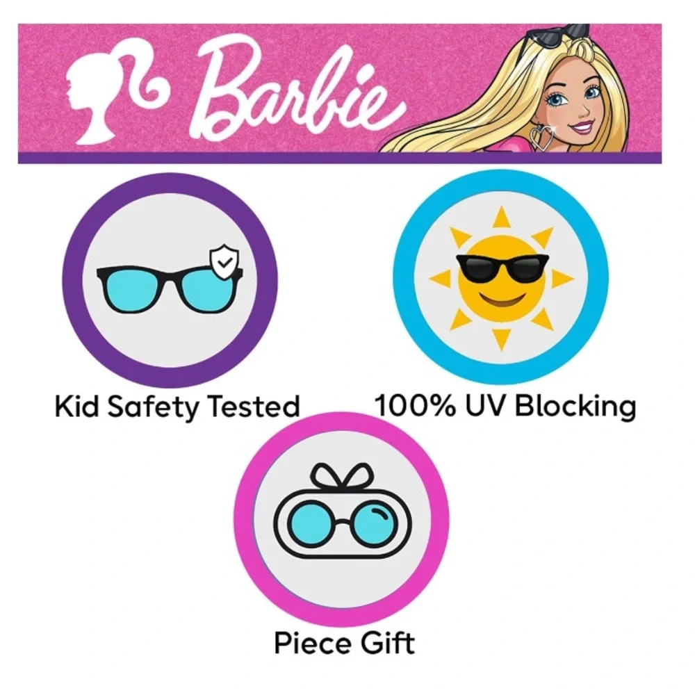NWT Barbie Pink Tinted Glitter Girl’s Sunglasses